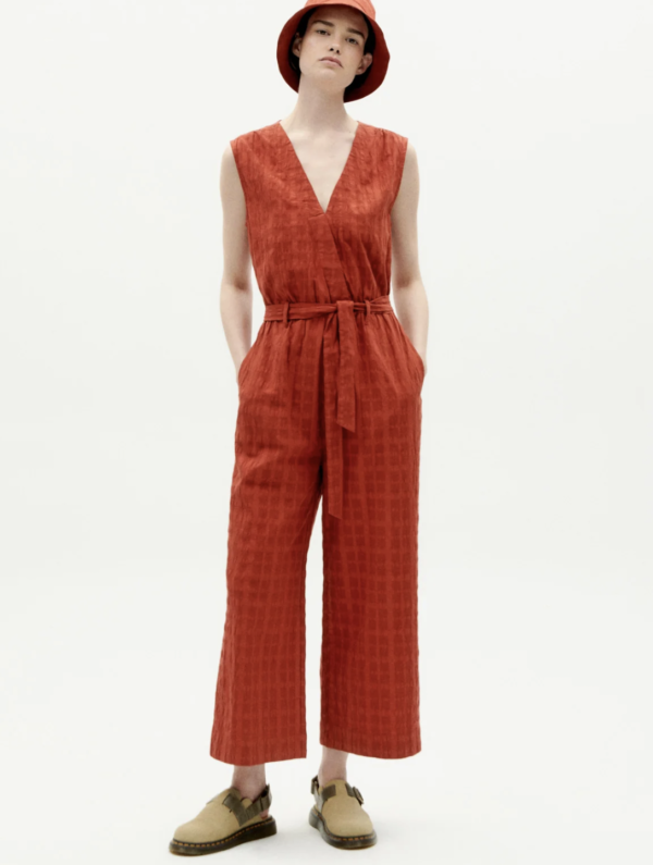 Thinking Mu - Red cuadrito Winona jumpsuit