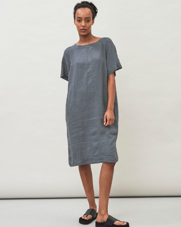 Maska - Arya Linen Dress - Grey Blue