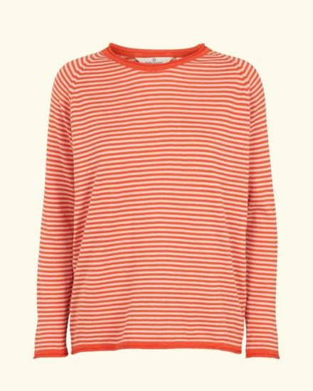 Basic Apparel - økologisk bluse - Soya Mini Stripe - Spicy Orange / Rygby Tan