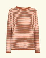 Basic Apparel – økologisk bluse – Soya Mini Stripe – Leather Brown / Natural Melange