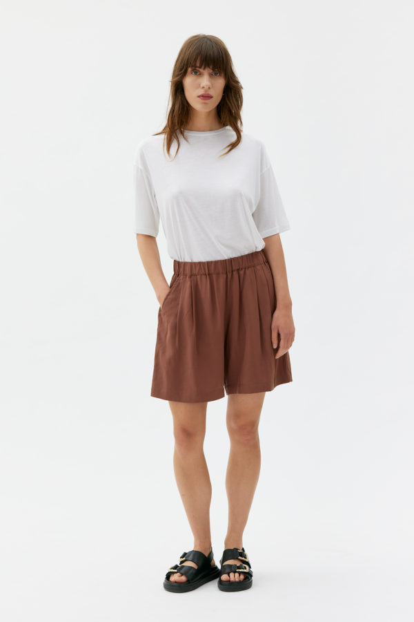 Maska - Sira pleated tencel shorts - Dusty wine