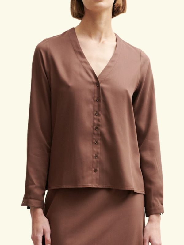 Schulz by Crowd Sessa shirt Brown Tencel