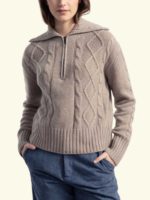 Rifo GIUDITTA Women’s Recycled Wool Zip Sweater Sand Beige