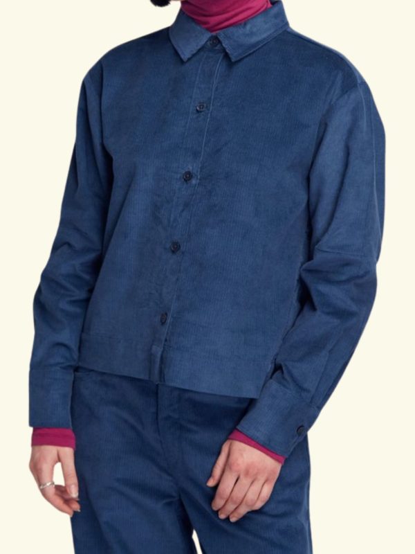 Suite13Lab fløjlsskjorte ASTAN SHIRT - Blue