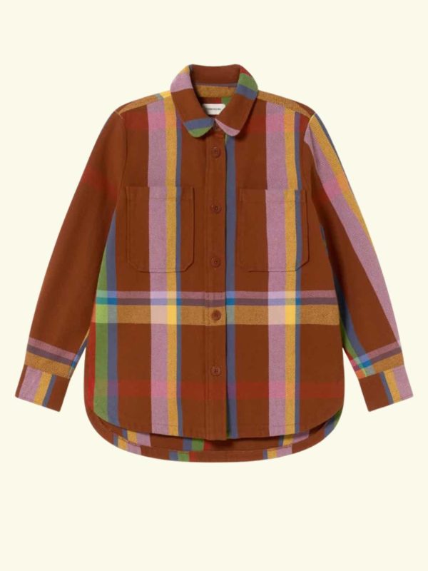 Thinking Mu - Brown charlie blanket Norita overshirt