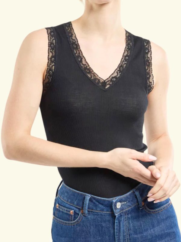 Armor Lux V-neck vest top – wool and silk Black